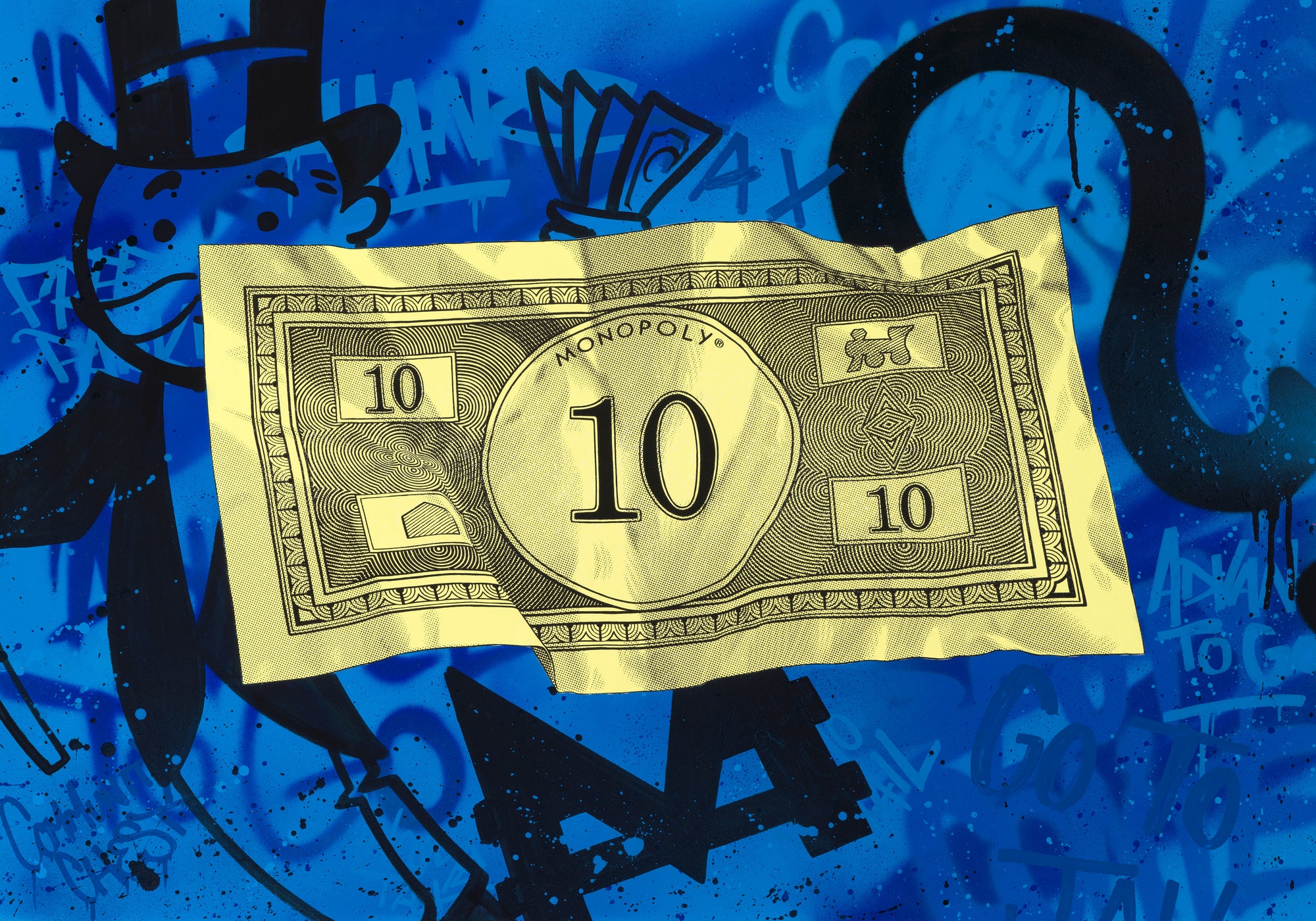 Monopoly ten dollar note graffiti artwork by MurWalls