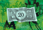 Monopoly twenty dollar note graffiti artwork by MurWalls
