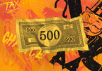 Monopoly five hundred dollar note graffiti artwork by MurWalls