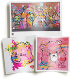 Care-a-Lot 1982, Cheer Bear and Love-a-Lot Bear prints arranged as the Care Bears bundle